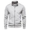Brand Mens New Cotton-blend Solid Zip Up Sweatshirts Casual Sport Cardigan Jacket Sweatshirt for Men