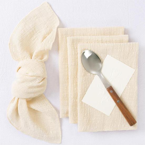 Boho Gauze Napkins Washable Cotton Gauze Napkins Rustic Style Solid Color Napkins for Baby Shower Wedding Tea Party Decoration