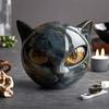 Yousheng Mini Cat Stone Resin Cat Head Figurine Collectible Healing Stone Marble Texture Cat Stone Keepsake Gift for Cat Lovers Women Men