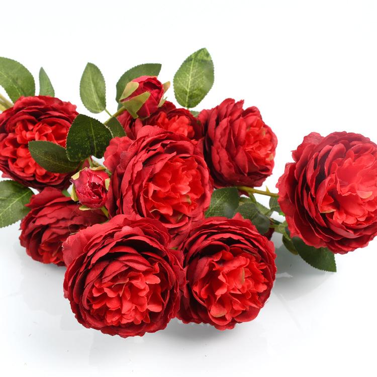 1шт 3 головки розы шелковый искусственный пион цветок для дома свадьба роза цветок украшение цветочный декор для вечеринки