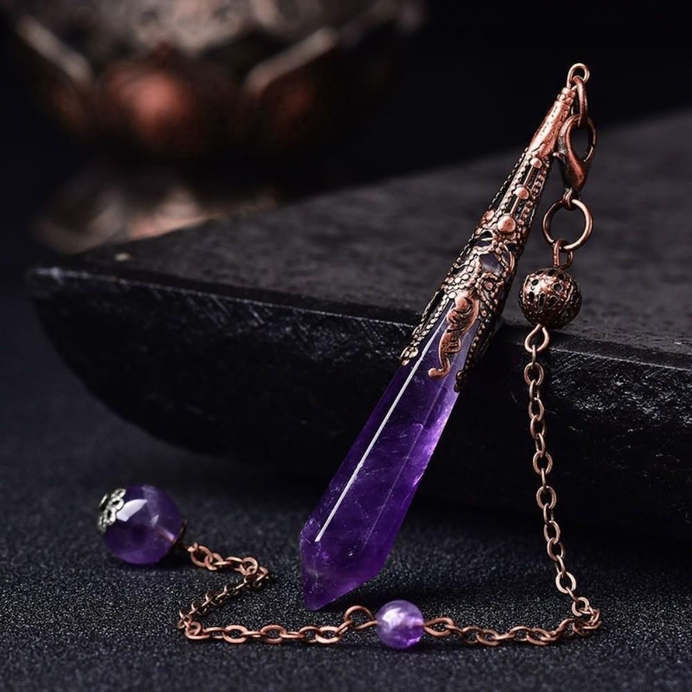 Energy Natural Crystal Pendulums Hexagon Cone Witch Spiritual Pendulos  Jewelry Gift