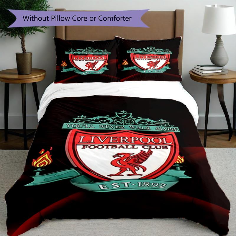 3pcs Duvet Cover Set (1*Duvet Cover + 2*Pillowcase, Without Core),Liverpool F.C Print Bedding Set, Bedroom Decor, All‑Season, Birthday Gift