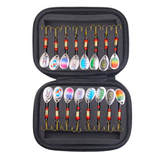 Рыболовные блесны Вращающиеся блесны Набор Компактный дизайн Портативные Приманки крэнки для пресной/соленой воды с тройниками