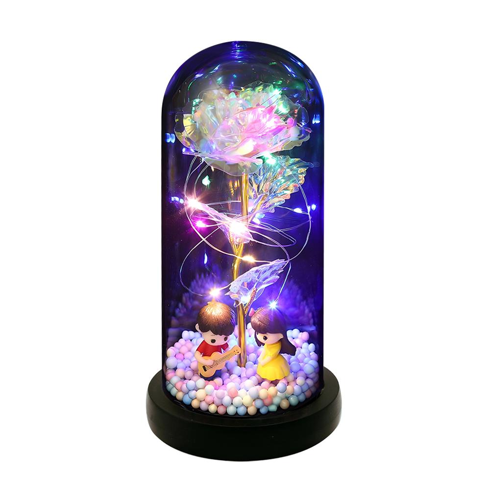 Роза, подарки для женщин, светящаяся роза в акриловом куполе, подарки для мамы, красочный вечный цветок