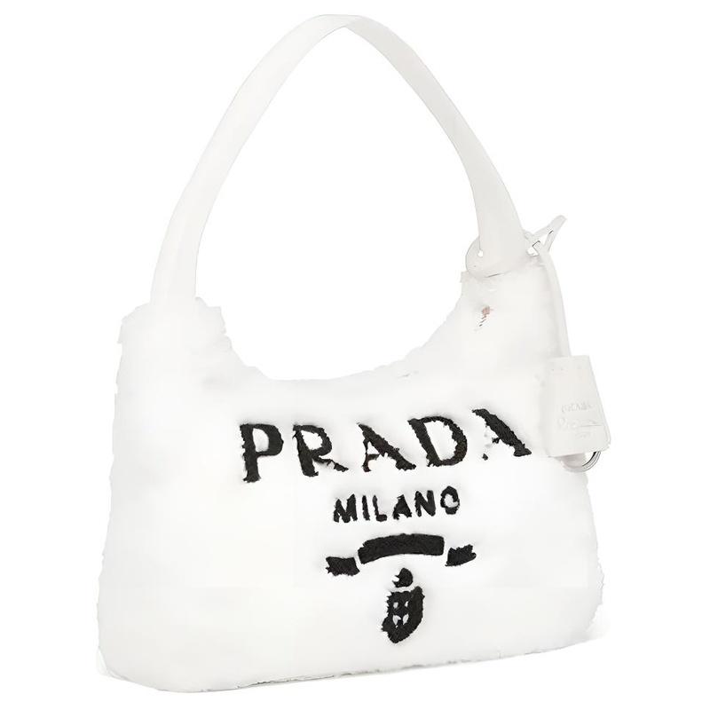 Prada Re-Edition 2000 zipper closure fabric armpit bag handbag hand shoulder bag women's white