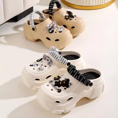 Туфли с дырочками на толстой подошве для женщин, которые можно носить летом, корейская версия моды для увеличения высоты пляжной обуви на берегу моря, сумка-голова, два вида одежды, классная sl