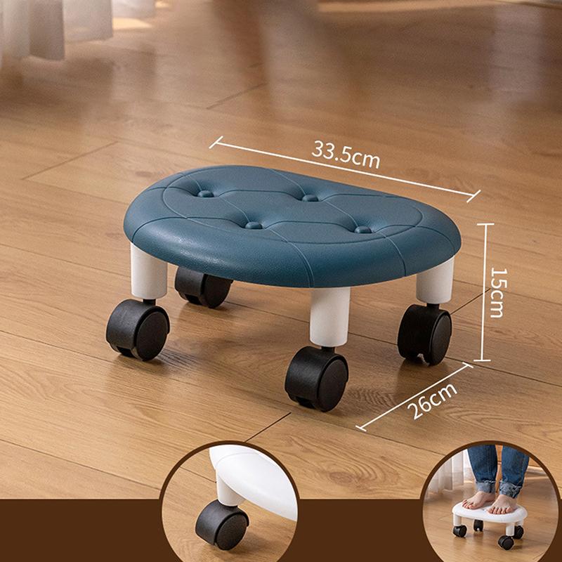 Low Rolling Stool Household Pulley Chair Footstool 360 Degree Rotating Stool Seat With Wheels Children Shoe Changing Stool