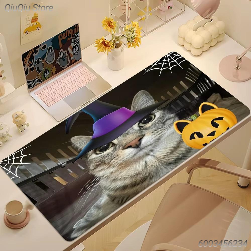 Lustiges Rock-Meme-Katze Mauspads Schwarz Große Schreibtischmatte für Gamer Katzenliebhaber