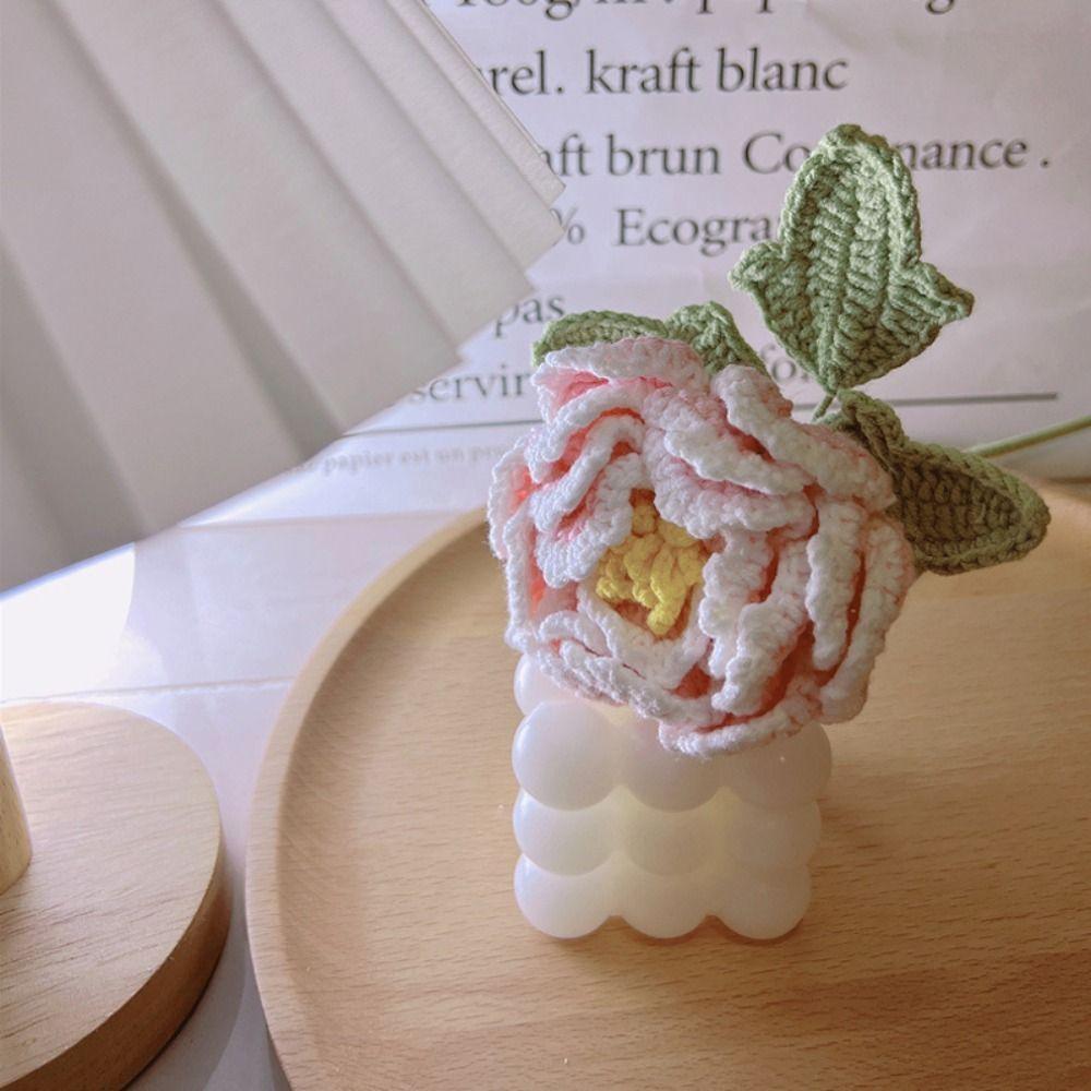 Букет пионов ручной работы, связанный крючком, градиентного цвета, имитация цветка, ручной вязки, вязаный пион, вязаный цветок, шерстяной искусственный цветок