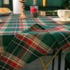 Christmas Plaid Linen Tablecloth Tea Table Cover Vintage American Decorative Fabric