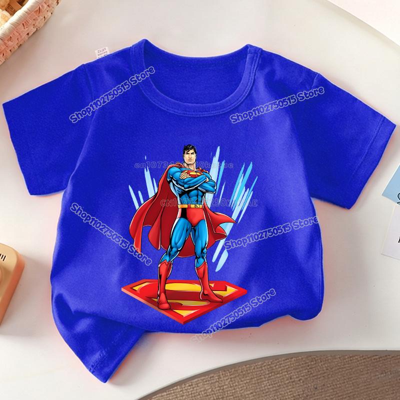 Anime Super Man Summer T Shirt Supermans Short Sleeve Tee Cartoon Print Boy Girl Clothes O Neck Casual Children Cotton Tops