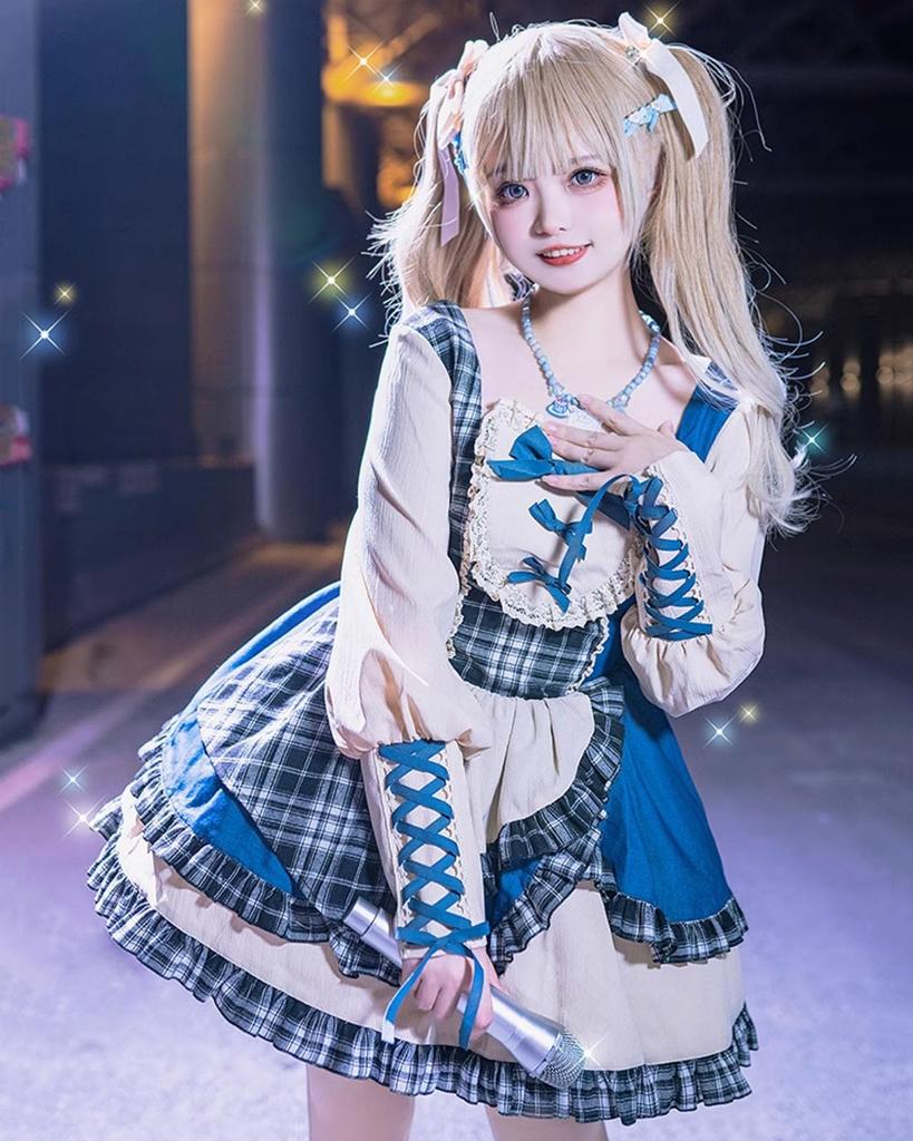 Milky Time Women's Lolita Gothic Lolita Dress, Long Sleeve, Halloween Check Pattern