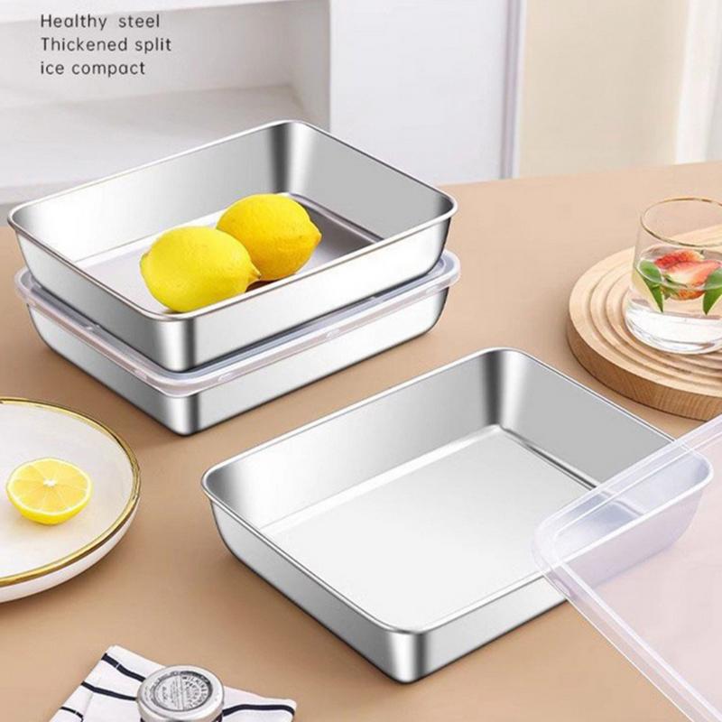 5 шт. Контейнер для хранения продуктов из нержавеющей стали, Контейнер для сохранения свежести с крышкой, Прямоугольный, для колбасы, лапши, фруктов