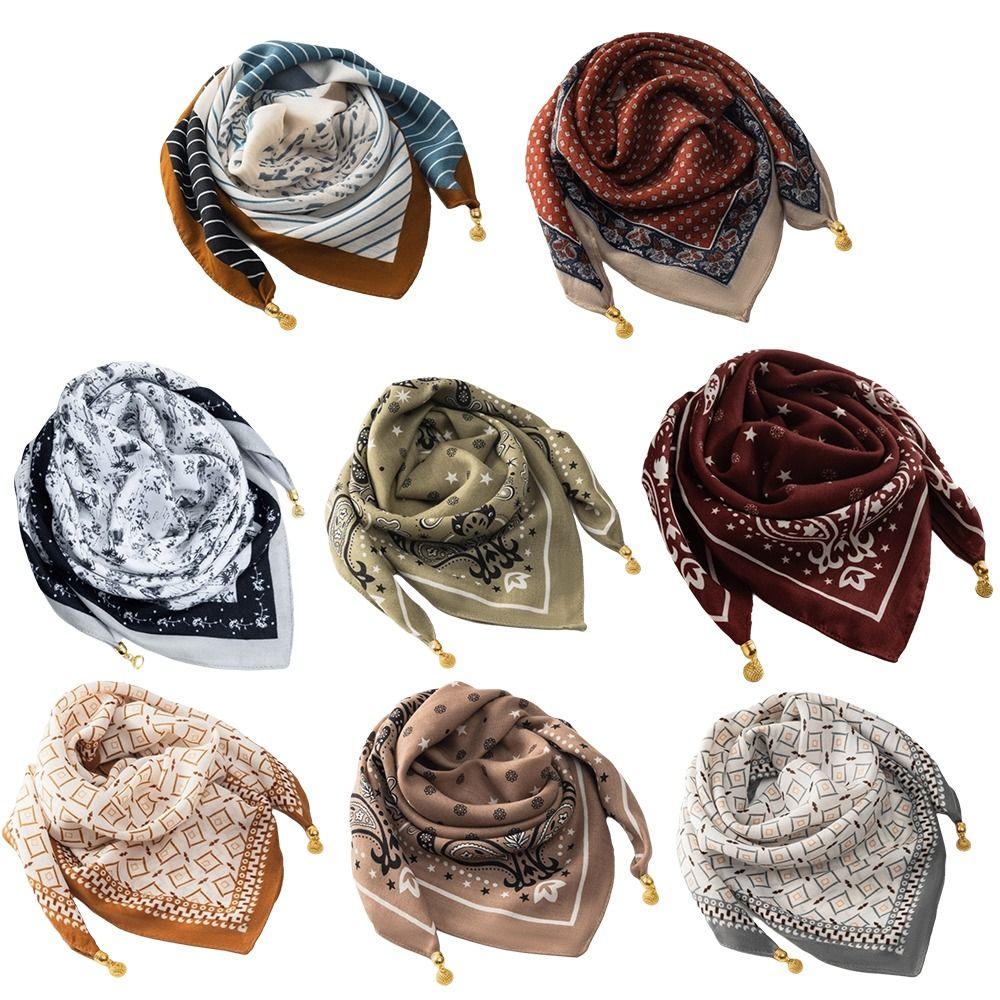 Magnetic Buckle Cotton Square Scarf Soft Cotton Hijab Wraps Fashion Headwear Soft Shawl Girl Women