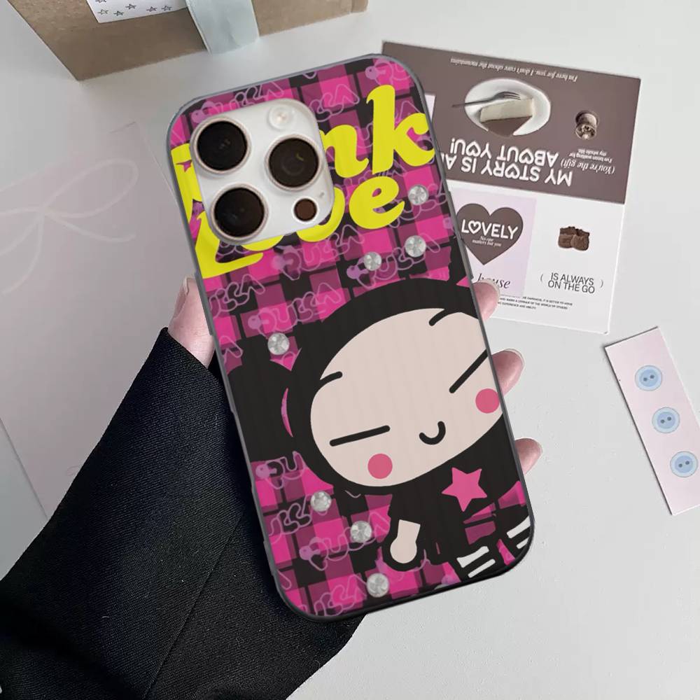 Animation Pucca Cate Phone Case For IPhone 17 16 15 14 13 12 11 Pro Max Plus Corrugated Bumper Back Cover Shell