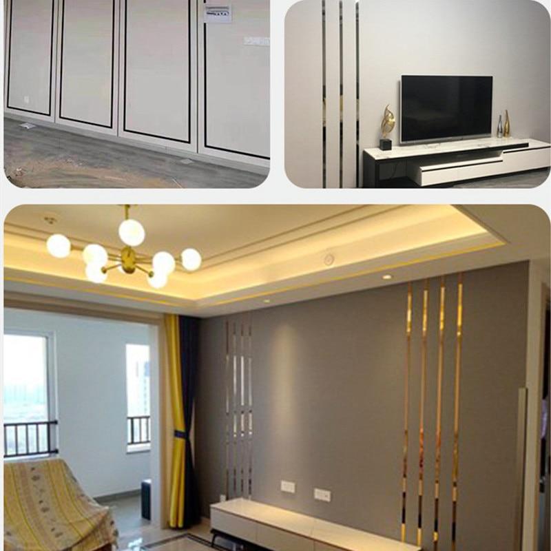 3 метра из нержавеющей стали, плоские декоративные линии, самоклеящаяся зеркальная наклейка на стену, фон для гостиной, настенная, потолочная, кромочная полоса