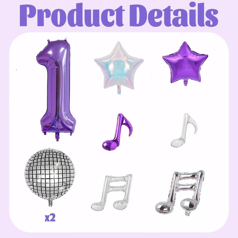 Purple Music Theme Party Supplies 0-9 Digital Balloon Set 32 Inch Large Aluminum Foil Balloon Birthday Party and Carnival Decor