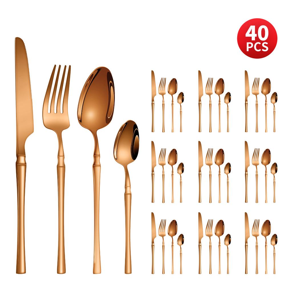 Нержавеющая сталь с небольшой талией, нож для западной еды/стейка, вилка и ложка, десертная ложка, столовые приборы, набор из 24 предметов, подарочный набор