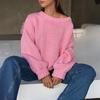 Autumn Winter Loose Lazy Wind Long Sleeve O Neck Sweater Women's Outer Wear Solid Color Pullover Knit Tops