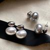 Серьги-пусеты из жемчуга в стиле ретро, серьги-пусеты с серебряной иглой, серьги с темпераментом в гонконгском стиле