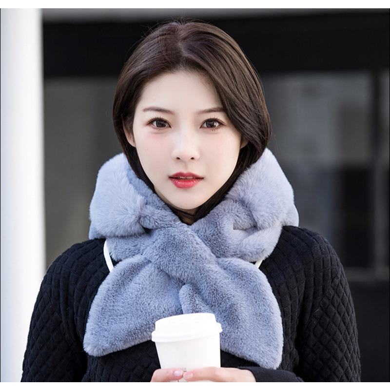 Женский зимний капюшон, толстый плюшевый шарф, шапка, комплект, уличный лыжный ветрозащитный теплый головной убор, однотонный пушистый мех, женские наушники, шапка