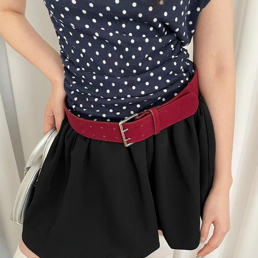Suede Women's Belt Korean Dress Jeans Belt Ins Style Wide Waist Belt Ladies