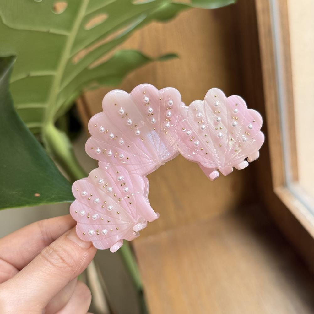 Acetic Acid Acetate Shell Hair Claw Elegant Pearl Rhinestone Crab Clip  Hair Styling Accessory