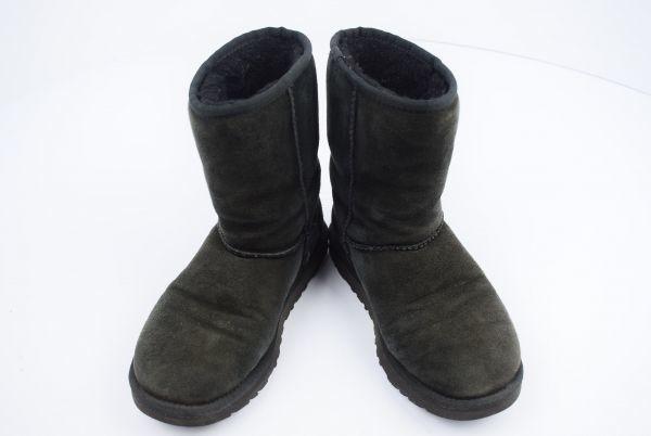 UGG Австралия/КЛАССИЧЕСКИЕ КОРОТКИЕ/Кожаные Унты из Мутона/22.0/Черные/Женские/Внутренний Мех/Короткие Ботинки(ИСПОЛЬЗОВАЛ)