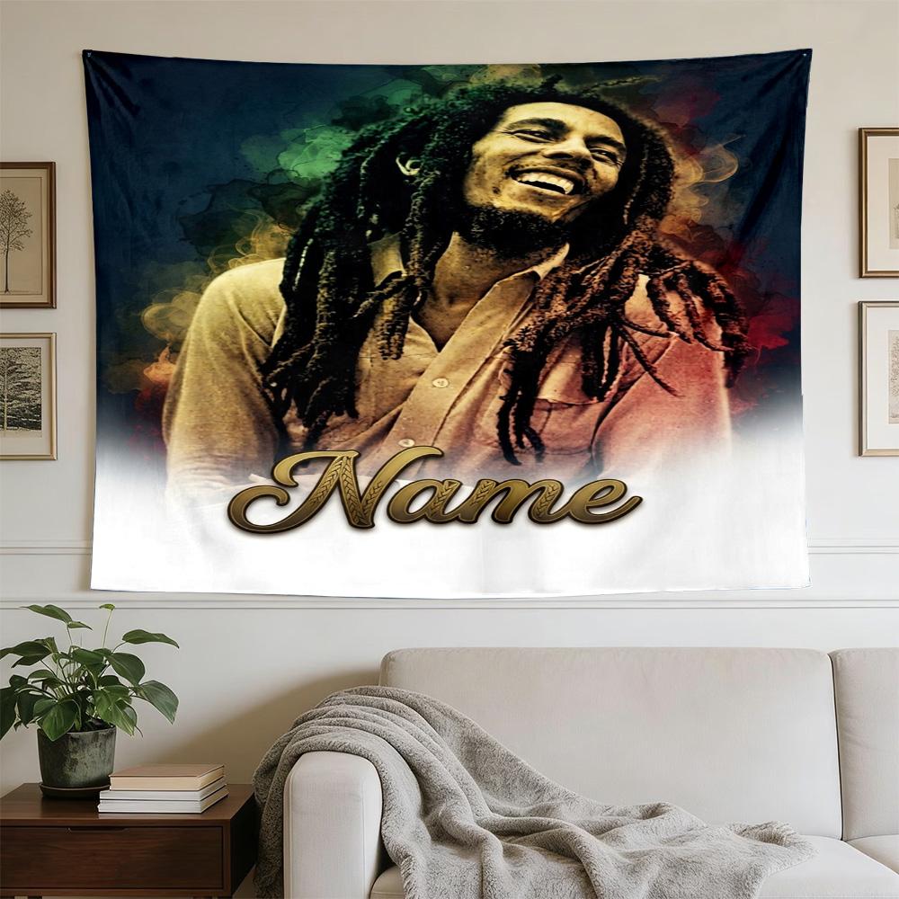 Bob Marley Custom Name Personalized Name Decorative Wall-Hanging Tapestry, Home Ornament for Living Room,Dorm and Fan Parties,Multi-style,celebrities,
