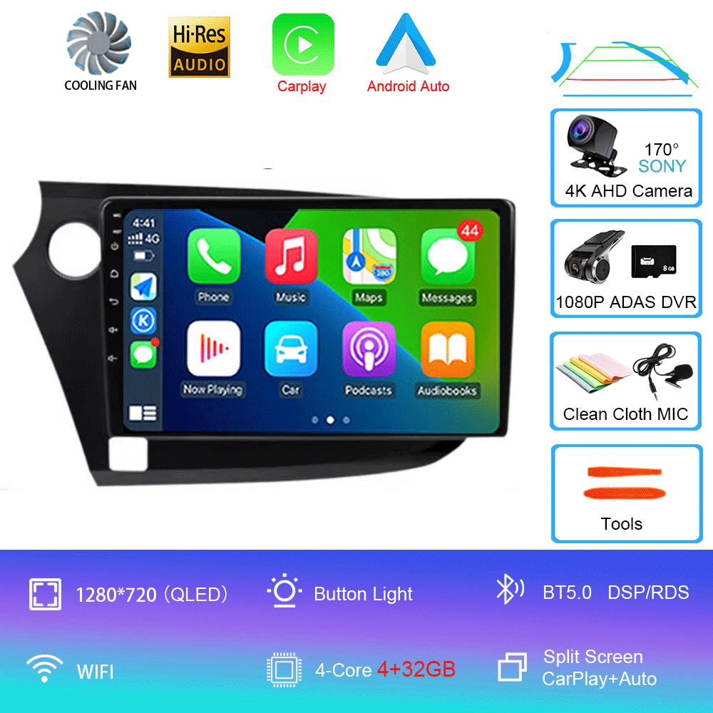 Автомобильное радио 9" Android 14 для HONDA INSIGHT 2009 - 2014 Навигация GPS Carplay Мультимедийный плеер Авто Стерео 2din DVD 360 Камера