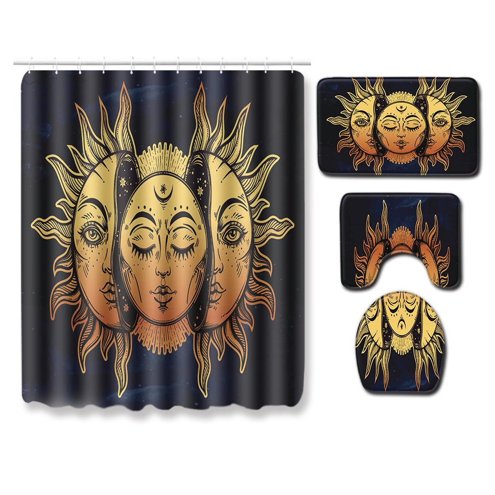 Экзотическая занавеска для душа, коврик для пола в ванной, крышка для унитаза, коврик для ног, узор из четырех частей