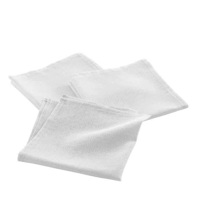 Serviettes de table - Silvery - 40 x 40 cm - Blanc/Argent - 3 pièces - Polyester