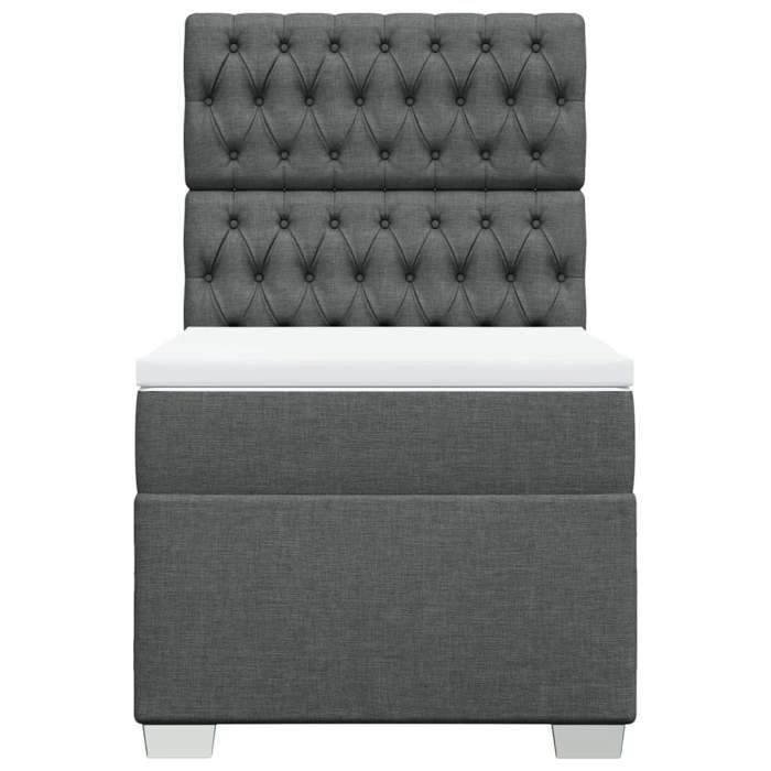 Cadre de lit avec matelas - Maison Exclusive - 90x200 cm - Gris foncé - Tête de lit incluse