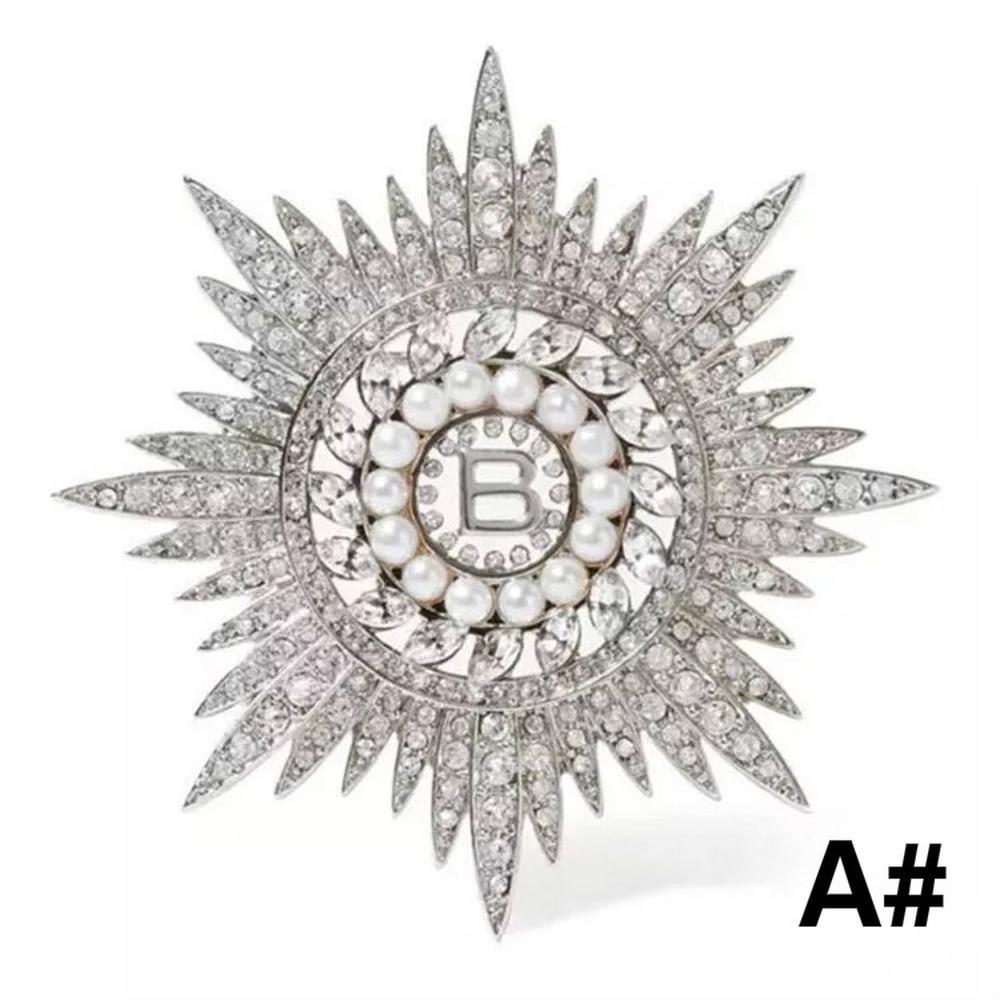 Винтаж Полный Стразы Жемчуг Письмо Большая Брошь Булавка Невесты Серебряные Кристаллы Корона Броши