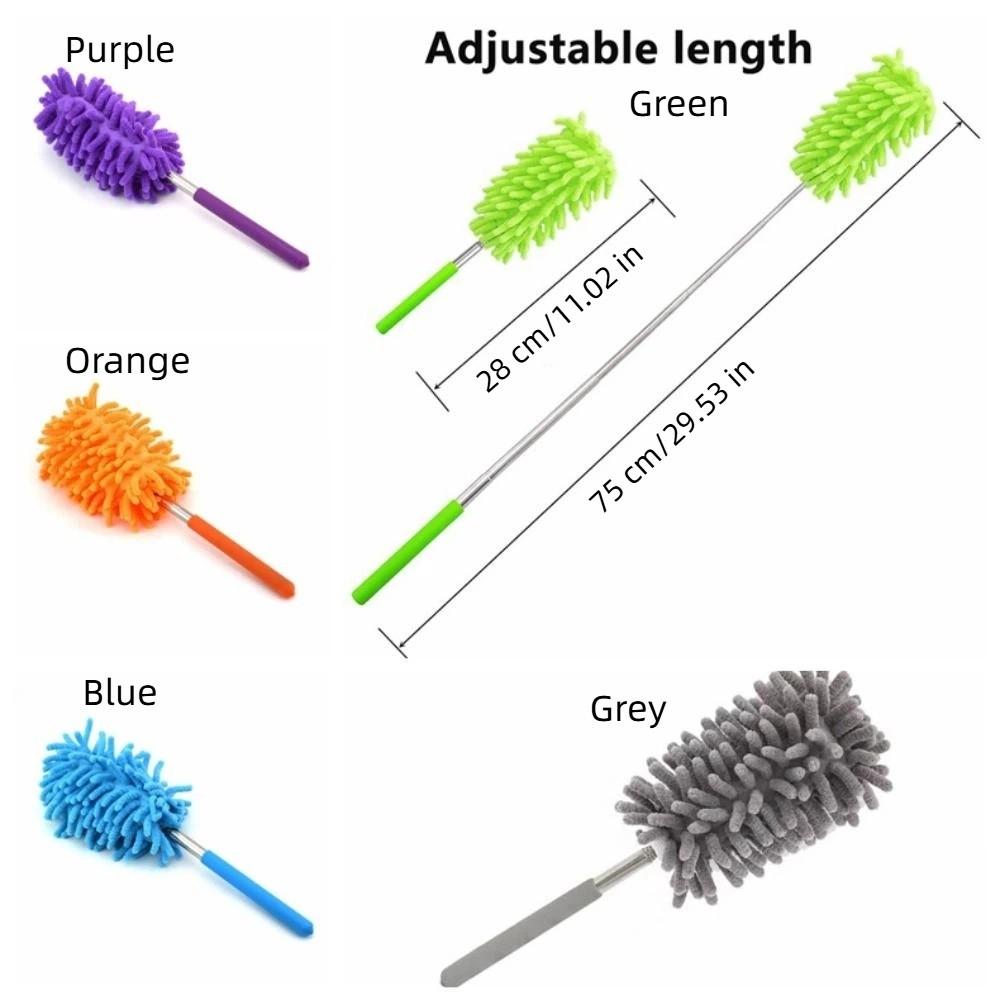 2 Pieces Extendable Cleaning Duster Replaceable Head Telescopic Dust Brush Furniture Dusting