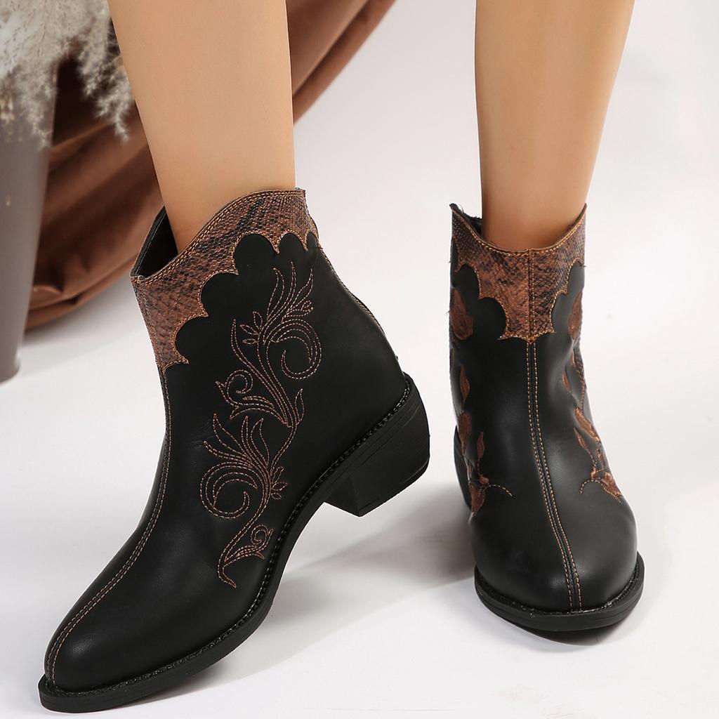 2025 Boots Women's 2025 Autumn and Winter New Embroidered Large Size Thick Heel Boots Western Denim Size 36-42 Boots