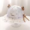 Baby Girl Summer Breathable Mesh Bucket Hat 5-18 Months Lace Trim Pumpkin Decor Sun Protection Cap