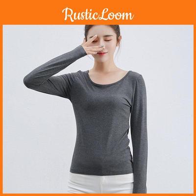 Классическая женская футболка с длинным рукавом из смесового хлопка, однотонная, с вневременной привлекательностью