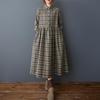 Long Sleeve Plus Size Cotton Vintage Plaid New In Dresses for Women Casual Loose Spring Autumn Dress