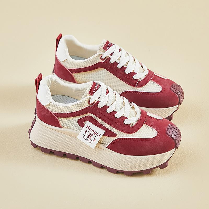 Дышащие женские кроссовки Dad Sneakers на толстой платформе, кроссовки для бега со шнуровкой, удобные женские кроссовки для занятий теннисом