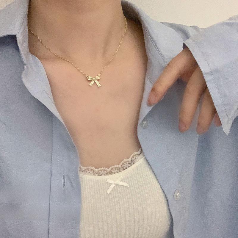 Летнее колье-бант 2025 года в стиле легкой роскоши - Женская простая темпераментная цепочка для ключицы
