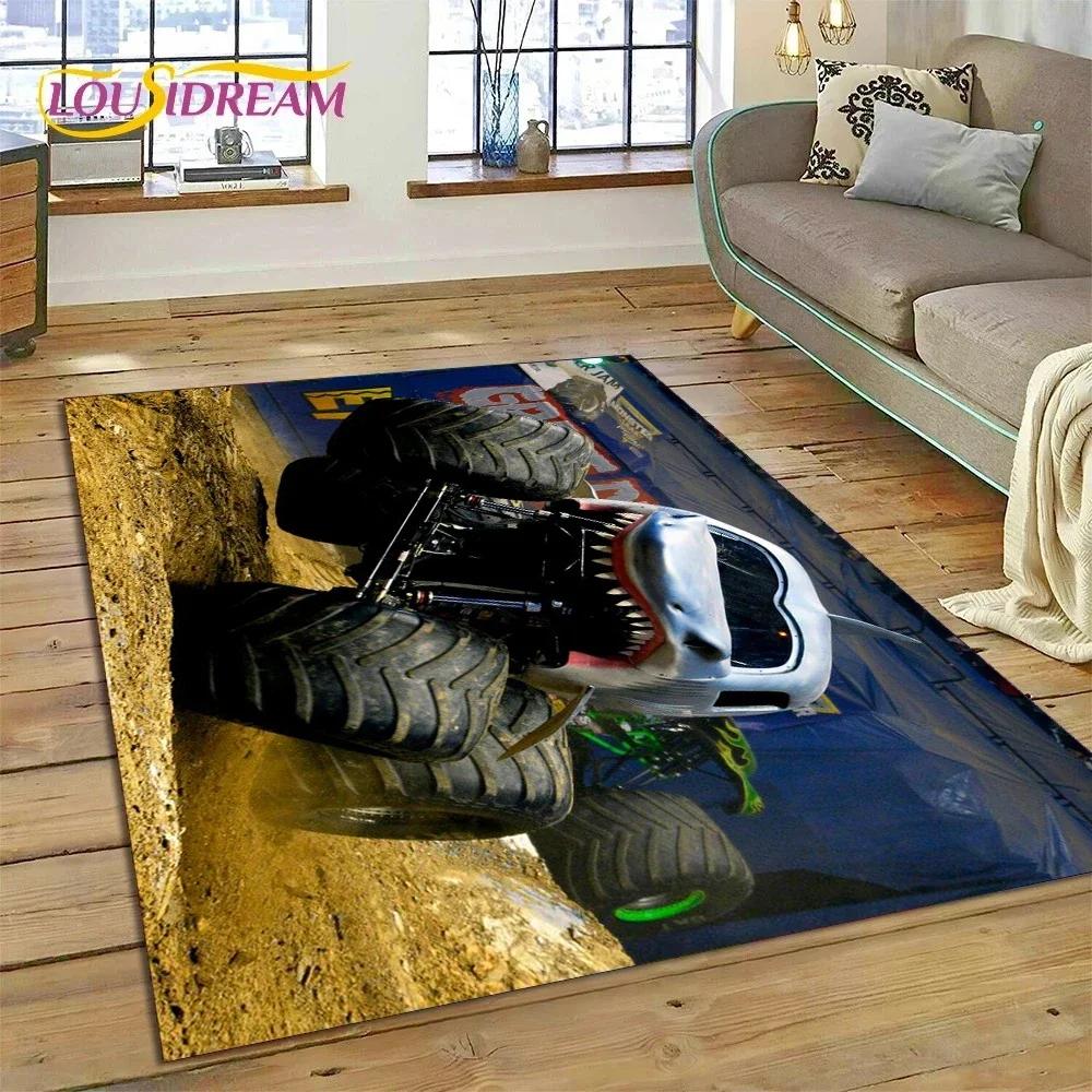 Ковер-мультфильм Monster Truck Monster Jam для спальни, гостиной, дома, украшение для дивана, большая игровая напольная подстилка для детей