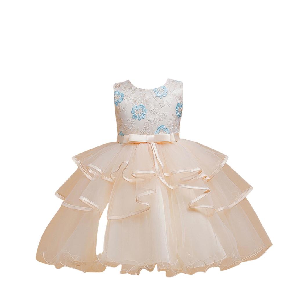 Платье для девочек из кружева и тюля с вышивкой и бантом, вечернее платье принцессы