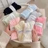5-1 Pairs of Solid Colour Textured Socks, Comfortable Soft Mid-calf Socks, Ladies Stockings and Hosiery
