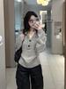 Chic Women's Gray Knit Sweater - Korean Autumn Fashion
