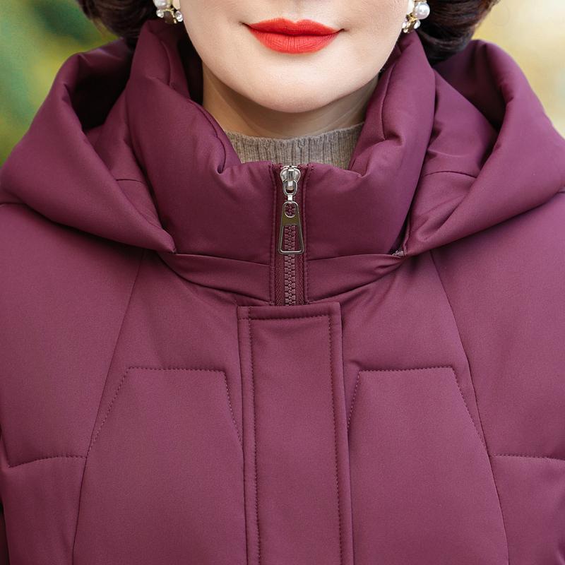 Куртки для женщин среднего возраста, зимние короткие пальто с капюшоном, элегантные толстые теплые парки больших размеров для женщин, верхняя одежда