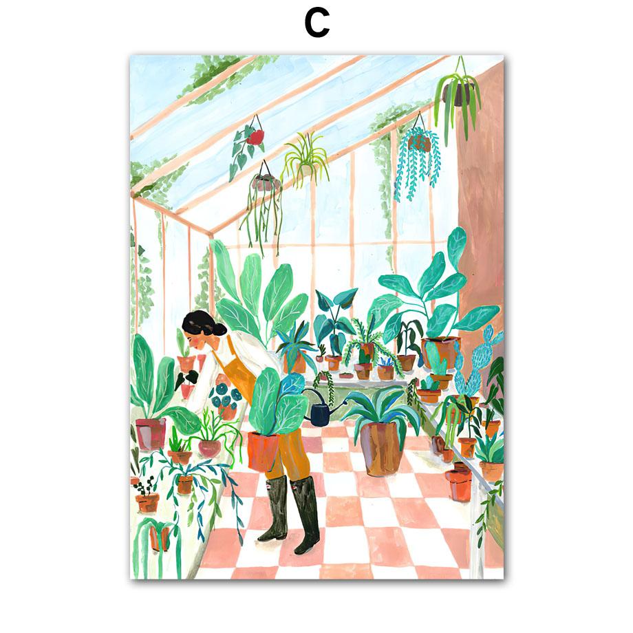 Путешествия Пейзаж Настенное Искусство Кофе Женщина Чтение Бассейн Лист Холст Картина ПостерыПечать Картины Для Гостиной Интерьер Комнаты Декор