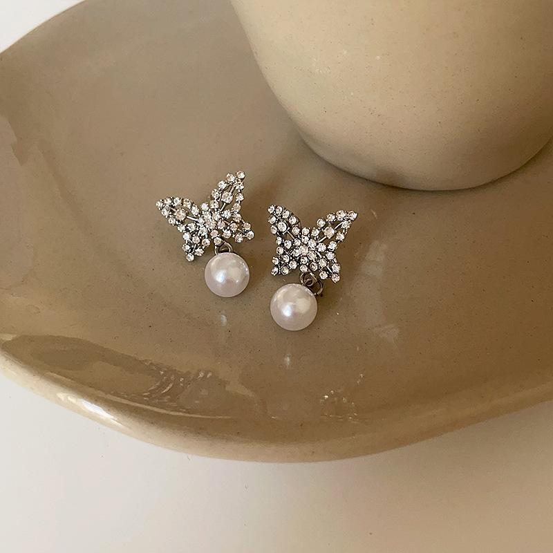 Серьги-гвоздики с бабочками в стиле ретро в стиле Гонконга, женские, легкие, роскошные, нежные, элегантные, изысканные, индивидуальные, универсальные серьги