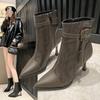 Модная женская обувь 2024 года, новые высококачественные женские ботинки с боковой молнией, модные однотонные ботильоны с острым носком