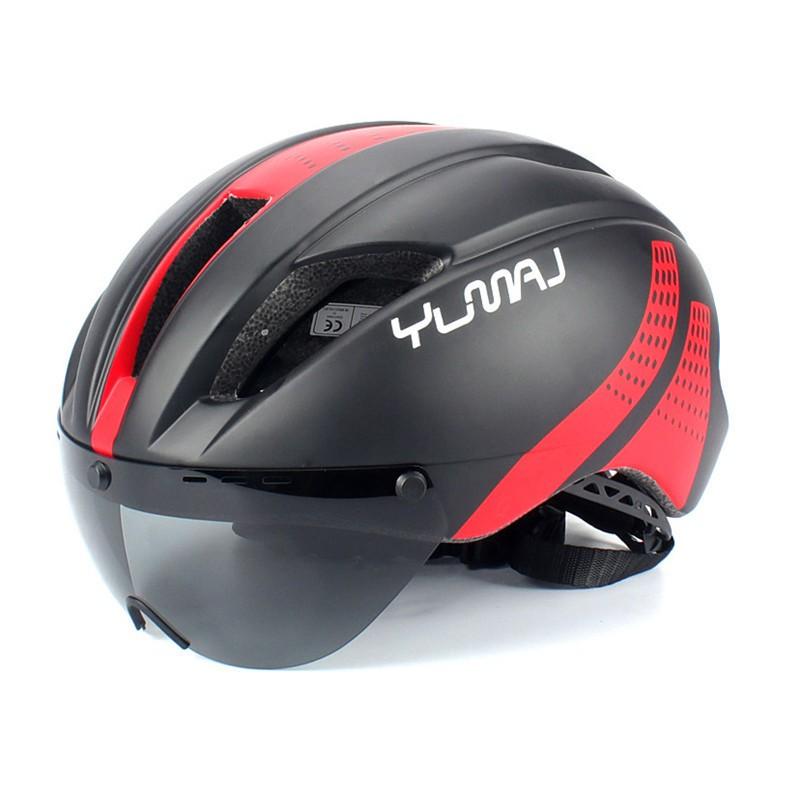 YUMAJ Aero Lightweight Cycling Helmet Road Bike Riding Half Shell Design CE CPSC Certified Black Red M/L